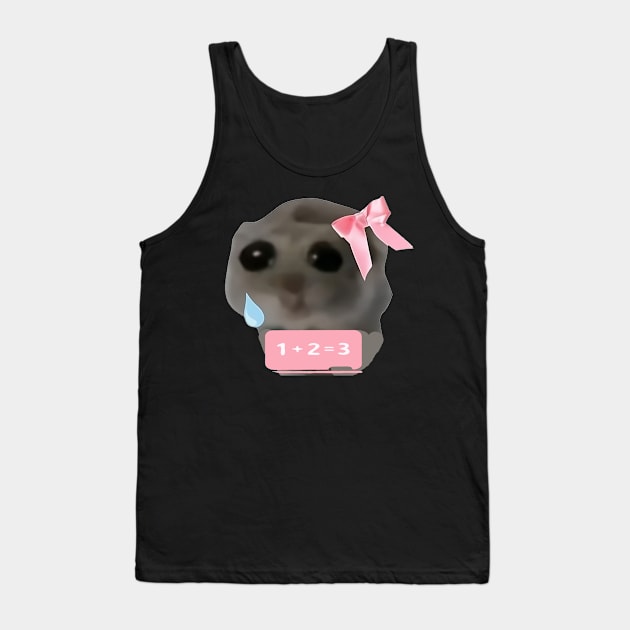 Funny Sad Hamster Meme Girl With Bow Tank Top by masterpiecesai